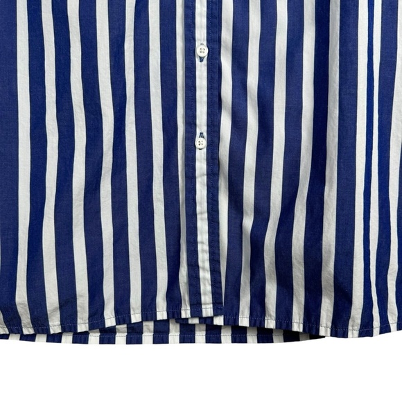 J. Crew Button Down Shirt Dress Size Small Vertical Striped Blue White Loose Fit - Picture 9 of 12